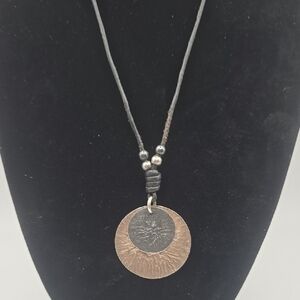 Vintage Silpada Oxidized Sterling Silver Double Disk Pendant Necklace